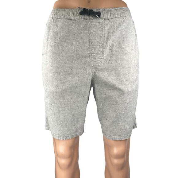 Bullhead Men's Gray Linen Chambray Skinny Fit Elastic Drawstring Waist Shorts L - Picture 1 of 6